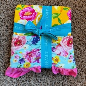 Posh Peanut Floral Blanket with Pink Ruffle